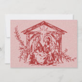 Red Natitivity Stamp Invitation Kaart (Voorkant)
