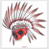 Red Native Amerikaanse schedel kunst Sticker (Vel)