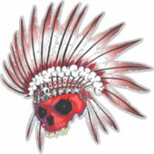 Red Native Amerikaanse schedel kunst Sticker (Voorkant)