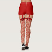 Red Naughty Valentijn Faux Fishnet Sexy Bow Leggings (Achterkant)
