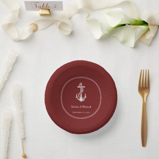Red Nautical Anchor Wedding Paper Bowls Papieren Kommen (Huwelijk)