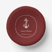 Red Nautical Anchor Wedding Paper Bowls Papieren Kommen (Voorkant)