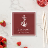 Red Nautical Anchor Wedding Paper Napkins Servet (Insitu)
