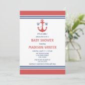 Red Nautical Baby Shower Invitaties Kaart (Staand voorkant)