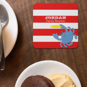 Red Nautical Blue Crab op maat Kartonnen Onderzetters