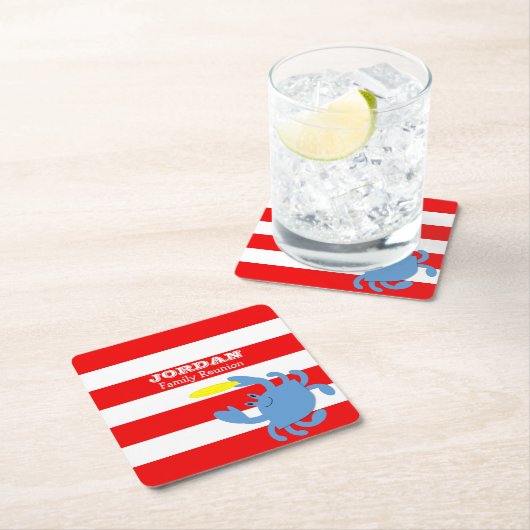 Red Nautical Blue Crab op maat Kartonnen Onderzetters (Insitu)