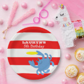 Red Nautical Blue Crab op maat Papieren Bordje (Feest)