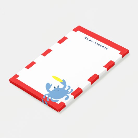 Red Nautical Blue Crab op maat Post-it® Notes (Schuin)