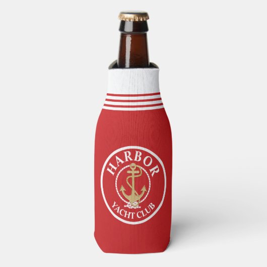 Red Nautical Bottle Cooler (Fles Voorkant)