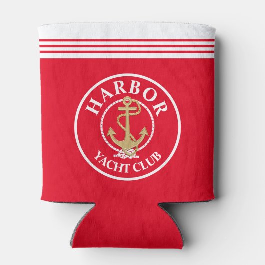 Red Nautical Monogrammed Bottle Cooler (Achterkant)