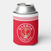 Red Nautical Monogrammed Bottle Cooler (Blikje Achterkant)