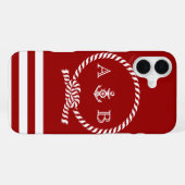 Red Nautical Rope en Anchor Monogrammed iPhone Hoesje (Achterkant horizontaal)
