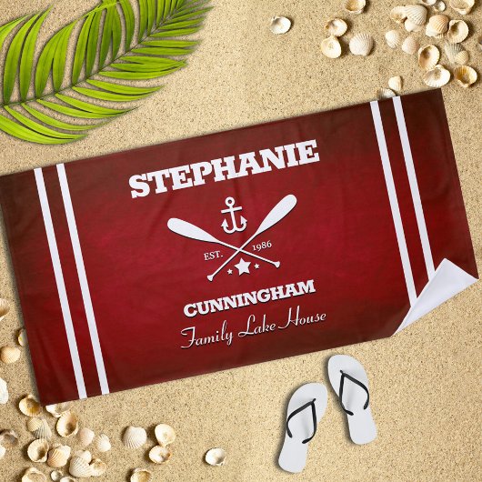 Red Nautical Theme Striped Beach Towel Strandlaken