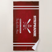 Red Nautical Theme Striped Beach Towel Strandlaken (Voorkant)