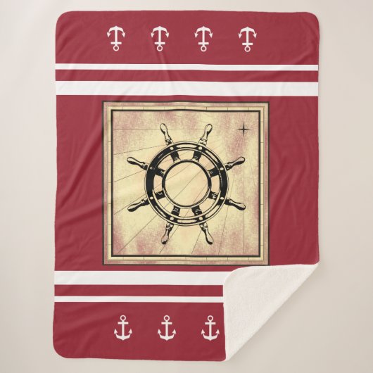 Red Nautical Thlepa Sherpa Blanket Deken (Voorkant)