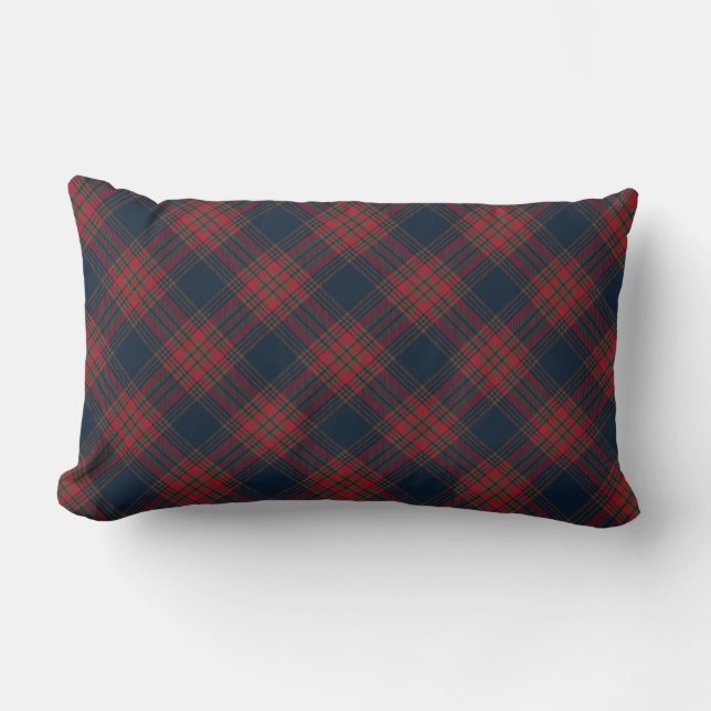 Red Navy Blue Argyle Tartan Patroon Kussen (Voorkant)