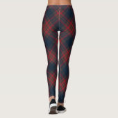 Red Navy Blue Argyle Tartan Patroon Leggings (Achterkant)