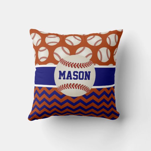 Red Navy Blue Baseball Kussen (Achterkant)