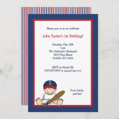 Red Navy Blue Baseball Uitnodiging eerste verjaard (Voorkant / Achterkant)