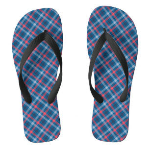 Red Navy Blue Light Pset Tartan Pset Teenslippers