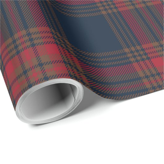 Red Navy Blue Tartan Pset Pattern Cadeaupapier (Rol Hoek)