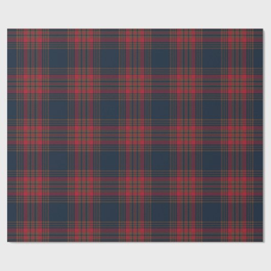 Red Navy Blue Tartan Pset Pattern Cadeaupapier (Vlak)