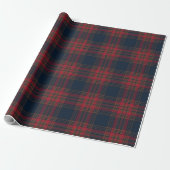 Red Navy Blue Tartan Pset Pattern Cadeaupapier (Uitgerold)
