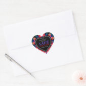 Red Navy Blue Tropical Save the Date Heart Sticker (Envelop)