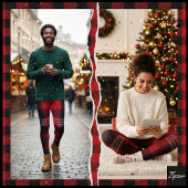 Red Navy Buffalo Plaid Flannel Tartan Leggings
