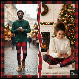 Red Navy Buffalo Plaid Flannel Tartan Leggings