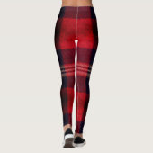 Red Navy Buffalo Plaid Flannel Tartan Leggings (Achterkant)