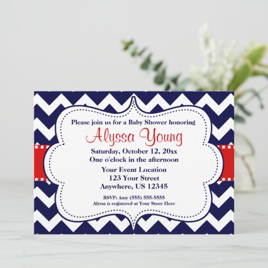 Red Navy Chevron Kaart (Staand voorkant)