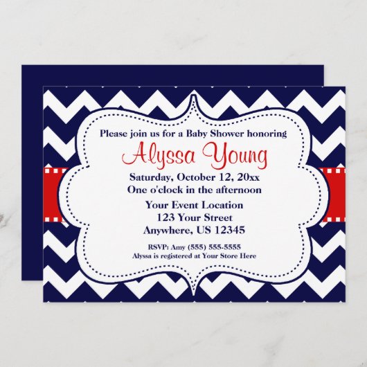 Red Navy Chevron Kaart (Voorkant / Achterkant)