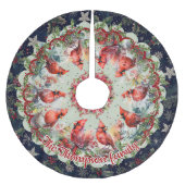 Red navy festive cardinals floral christmas custom kerstboom rok (Voorkant)