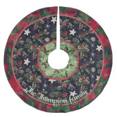 Red navy festive floral christmas pattern custom kerstboom rok (Voorkant)