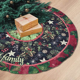 Red navy festive floral christmas pattern custom kerstboom rok