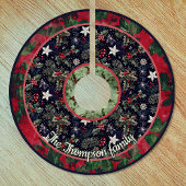 Red navy festive floral christmas pattern custom kerstboom rok
