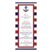 Red & Navy Nautisch Anker Trouwmenu Reclamekaart (Voorkant)