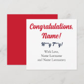 RED, NAVY Oxford, MS Gepersonaliseerde Gift Kaart (Voorkant / Achterkant)