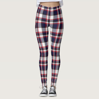 Red Navy Pset Tartan Gecontroleerd Patroon Leggings