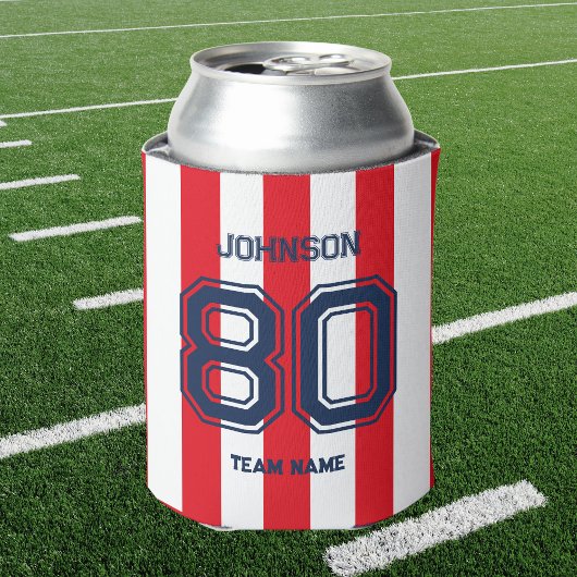 Red & Navy Sports Team Custom Name Number Team Blikjeskoeler