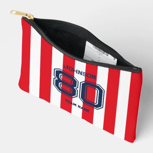 Red & Navy Sports Team Custom Name Number Team Etui (Open)