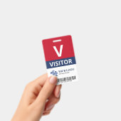 Red Navy Voeg uw Logo & barcode bezoeker toe Badge (Handheld)