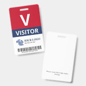 Red Navy Voeg uw Logo & barcode bezoeker toe Badge (Voor- en achterkant)