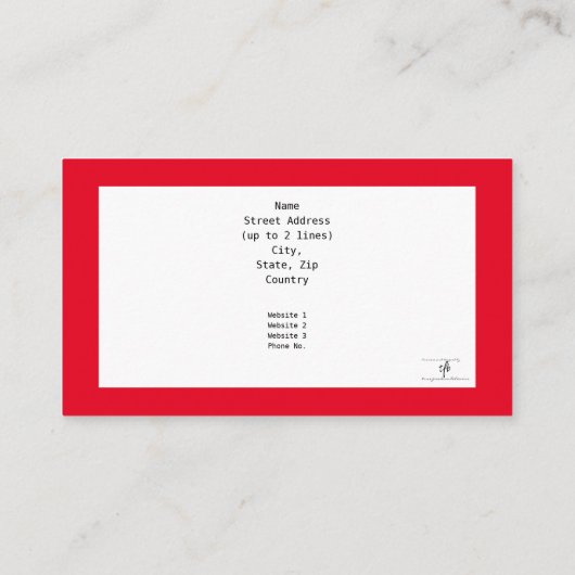 Red Neo-Generic II Hartelijk dank Visitekaartje (Achterkant)