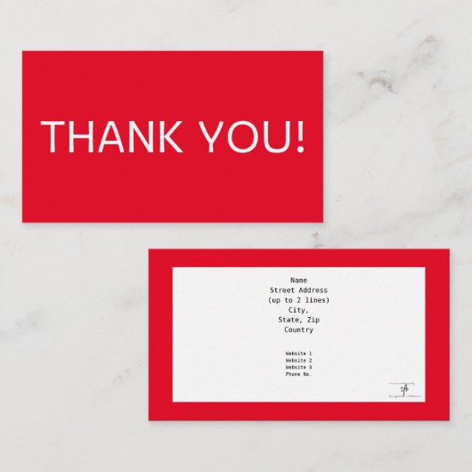 Red Neo-Generic II Hartelijk dank Visitekaartje (Voorkant / Achterkant)