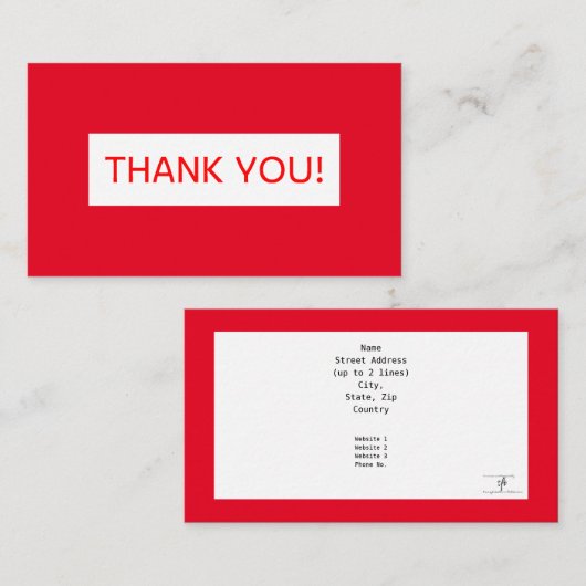 Red Neo-Generic Ik dank u Visitekaartje (Voorkant / Achterkant)