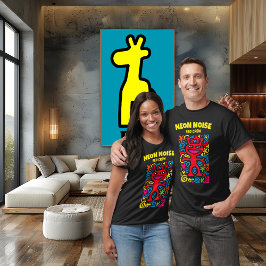 Red Neon Alien - Funky Pop Art Smiling Character T-shirt