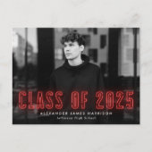 Red Neon Class of 2023 Photo Graduation Party Uitnodiging Briefkaart (Voorkant)