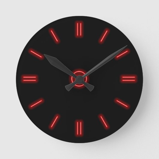 Red Neon Clock Ronde Klok (Voorkant)